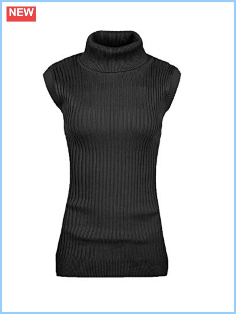 Viscose Nylon High Neck Turtleneck Sleeveless Knit Sweater Top